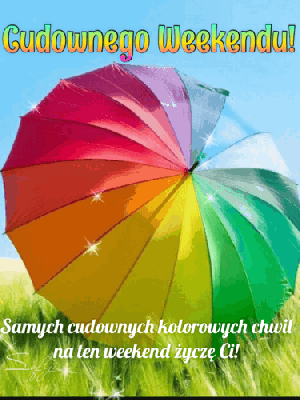 Cudownego weekendu parasol kolory tęczy